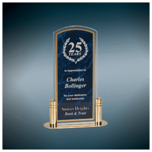 Blue Marble Arch Pop-In Acrylic with Gold Base